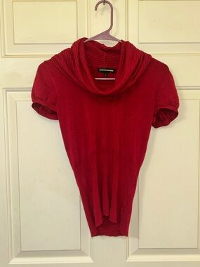 Express Red Short-Sleeve Cowl Neck Sweater Top
